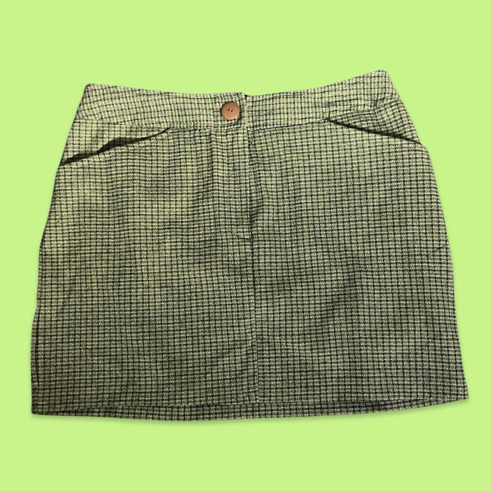 90s green plaid skirt